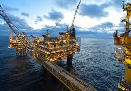 Offshore oil and gas platform at sea