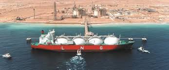 LNG carrier at an oil and gas export terminal