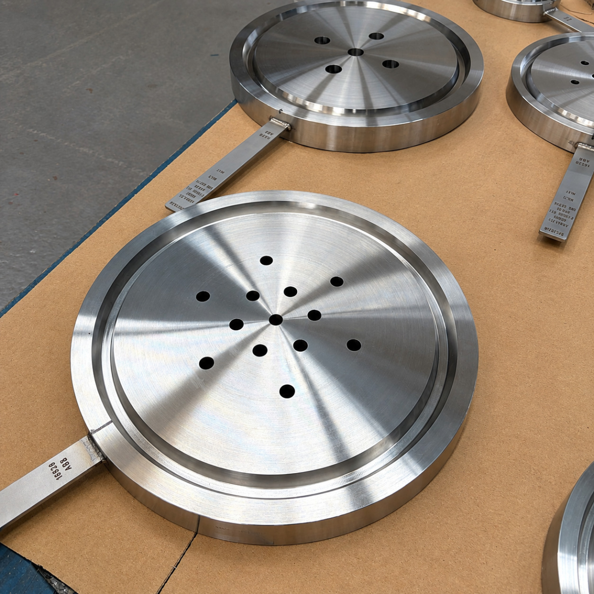 Precision-machined stainless steel orifice plate arranged for a chemical process plant upgrade