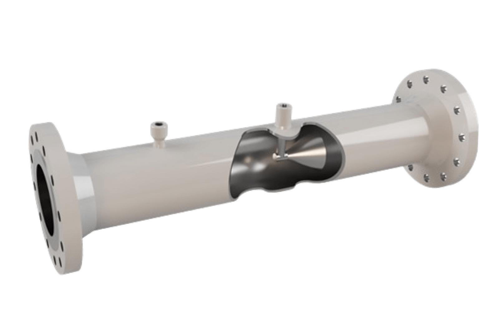 McMenon cone meter cutaway showing the internal cone element