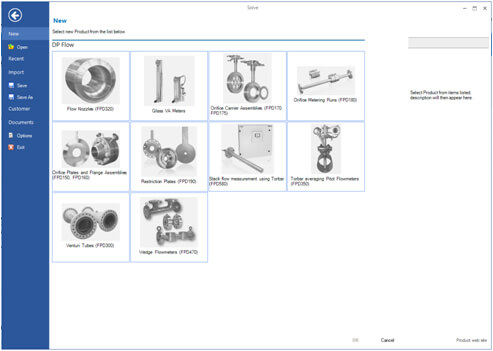 McMenon Solve software interface showing DP Flow product selection