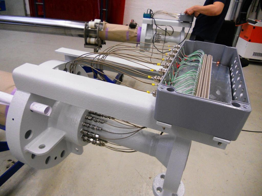 Multipoint temperature assembly prepared for testing