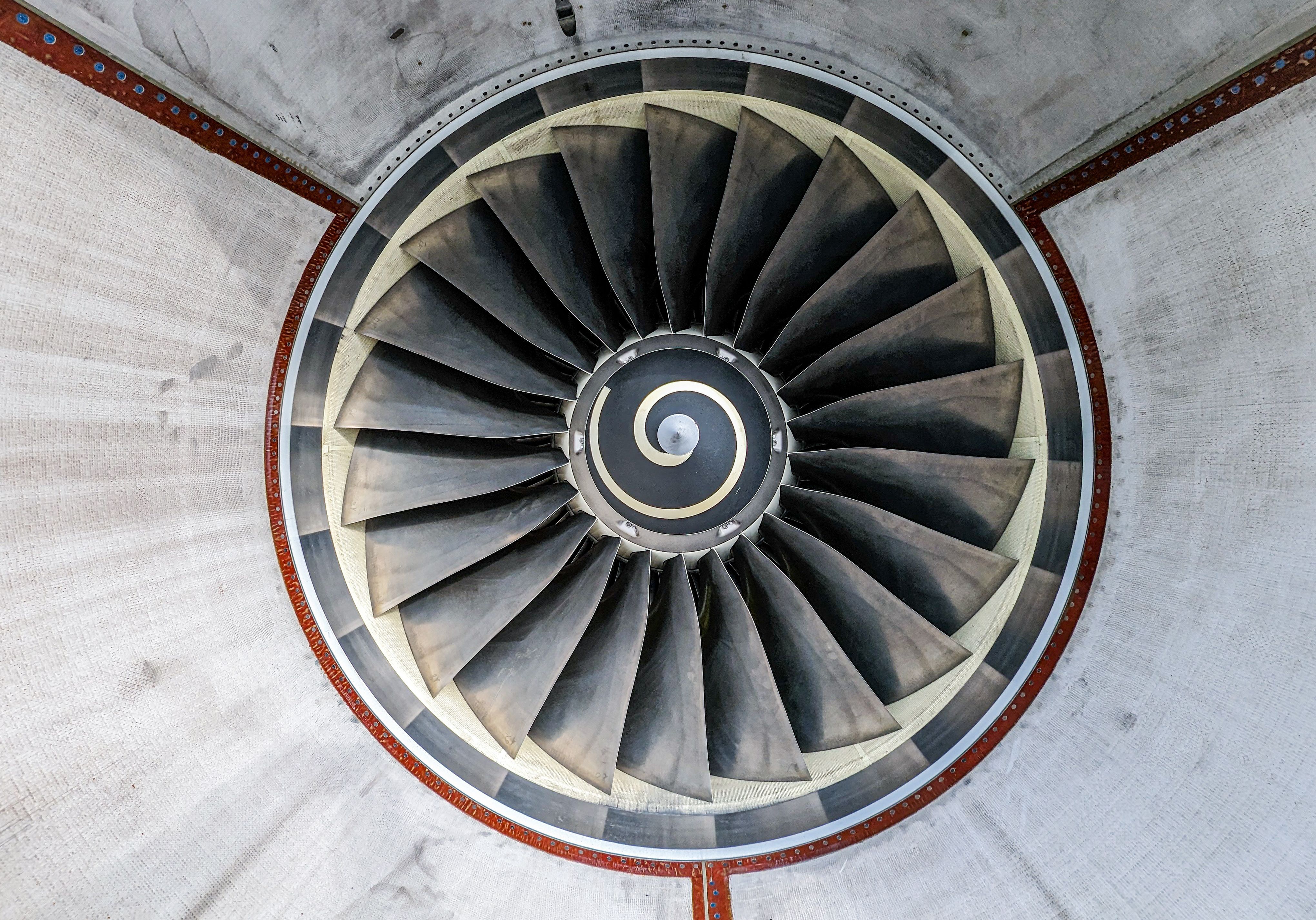 Aircraft engine turbine viewed from above