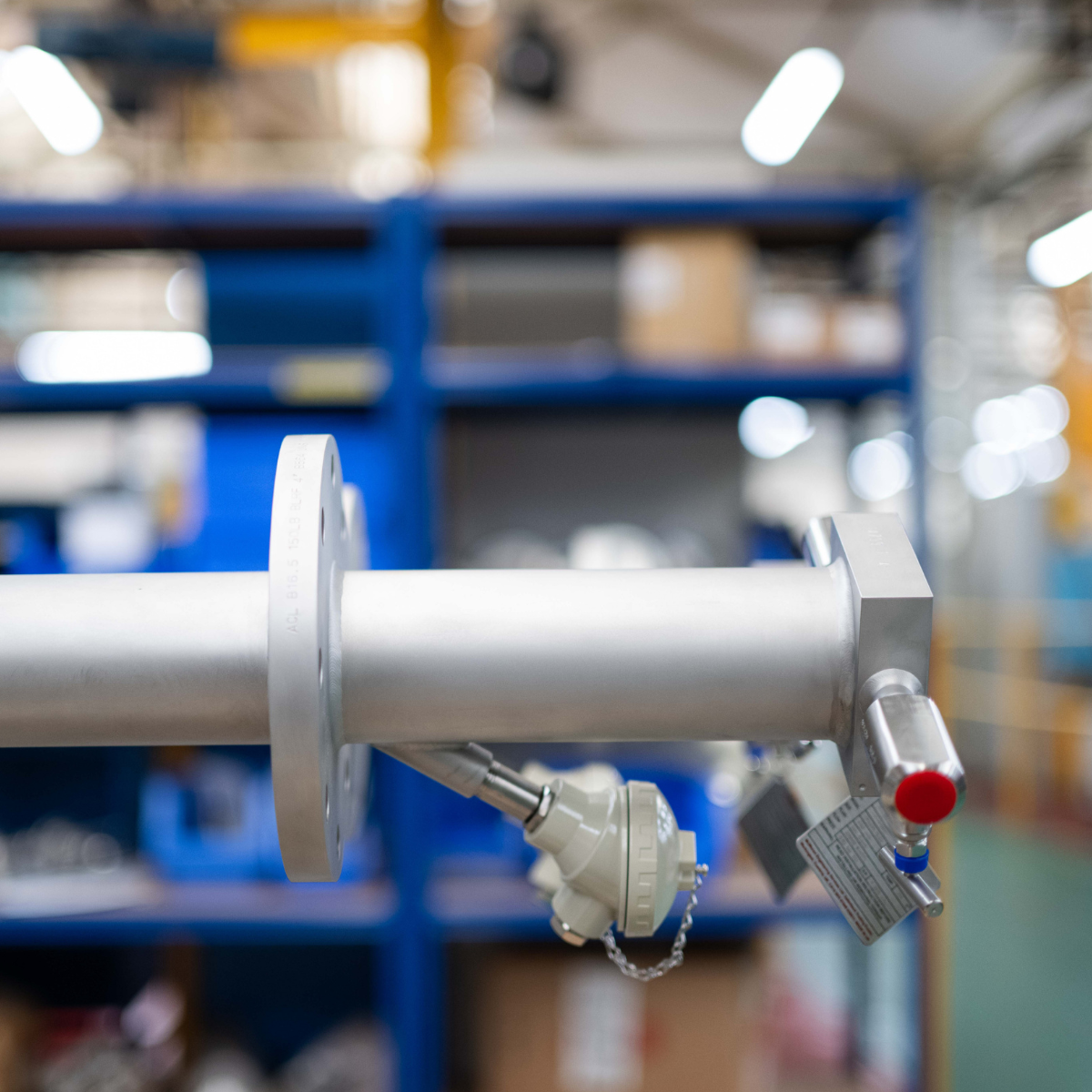 QBar Averaging Pitot Tube installed on a large-diameter pipe assembly