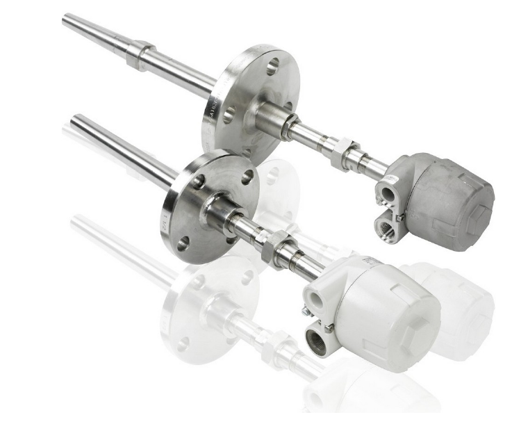TAI temperature sensor assemblies with flanged stems and connection heads
